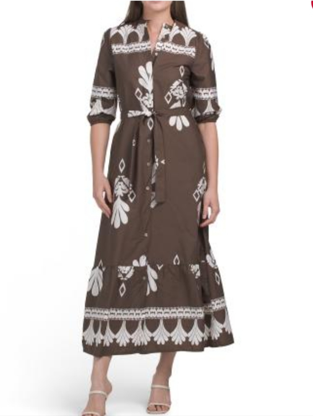 Spighe Di Lino Maxi Dress with Floral Print